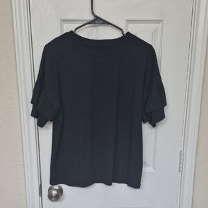 Black Ruffle Sleeve Top